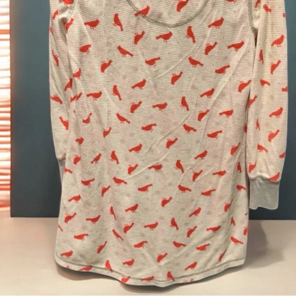 Pj Couture Gray and Red Long Sleeve Henley PJ NIGHTGOWN  MEDIUM